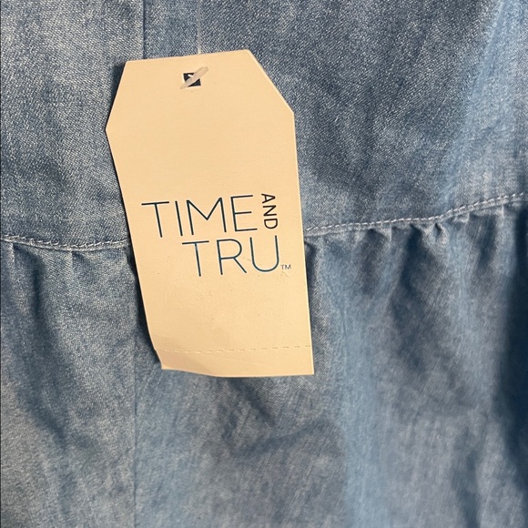 NWT Blue Chambray Button Front Top Tiered Blouse Time & Tru Women’s Xlarge - Picture 4 of 7